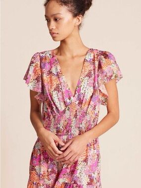 [NWT] $378 TROVATA Birds of Paradis Kendal dress in Young Meadows. Small